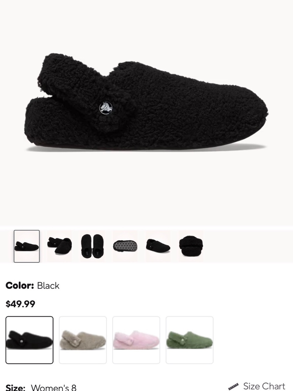 CROCS Kids Black Fuzzy Slip-On Footie